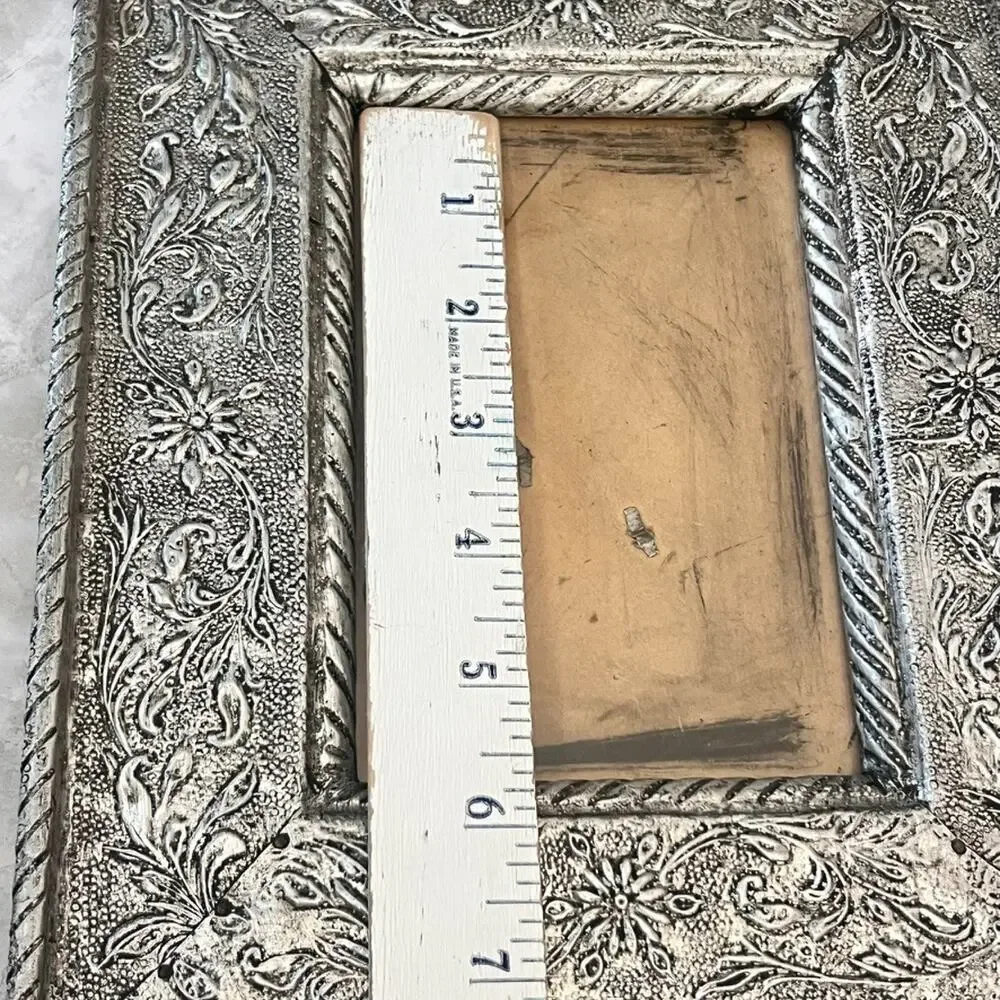 Silver Tone MCM Style Ornate Picture Frame Fits 5.5" x 3.5" Photos - Picture 11 of 14